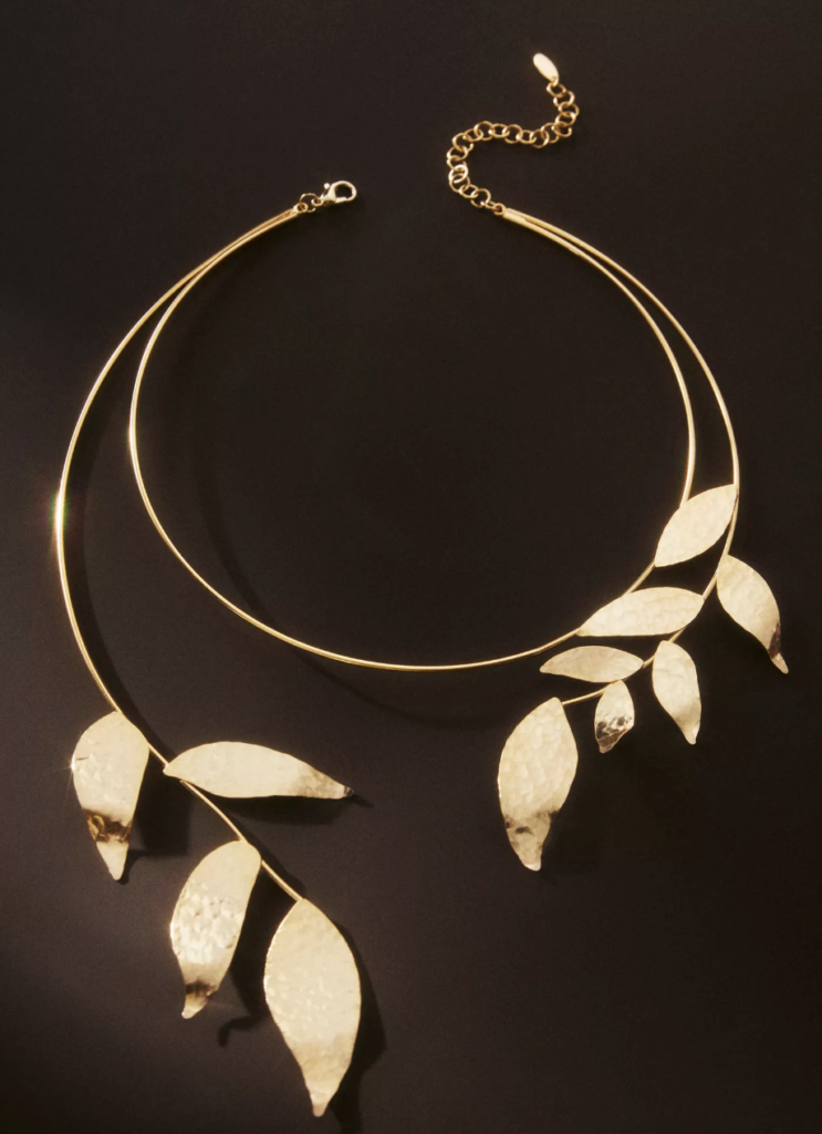 Gilded-Leaf Collar Necklace from Anthropologie