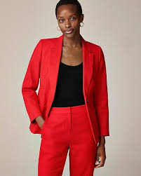 Petite Helena blazer in stretch linen blend in Vintage Red