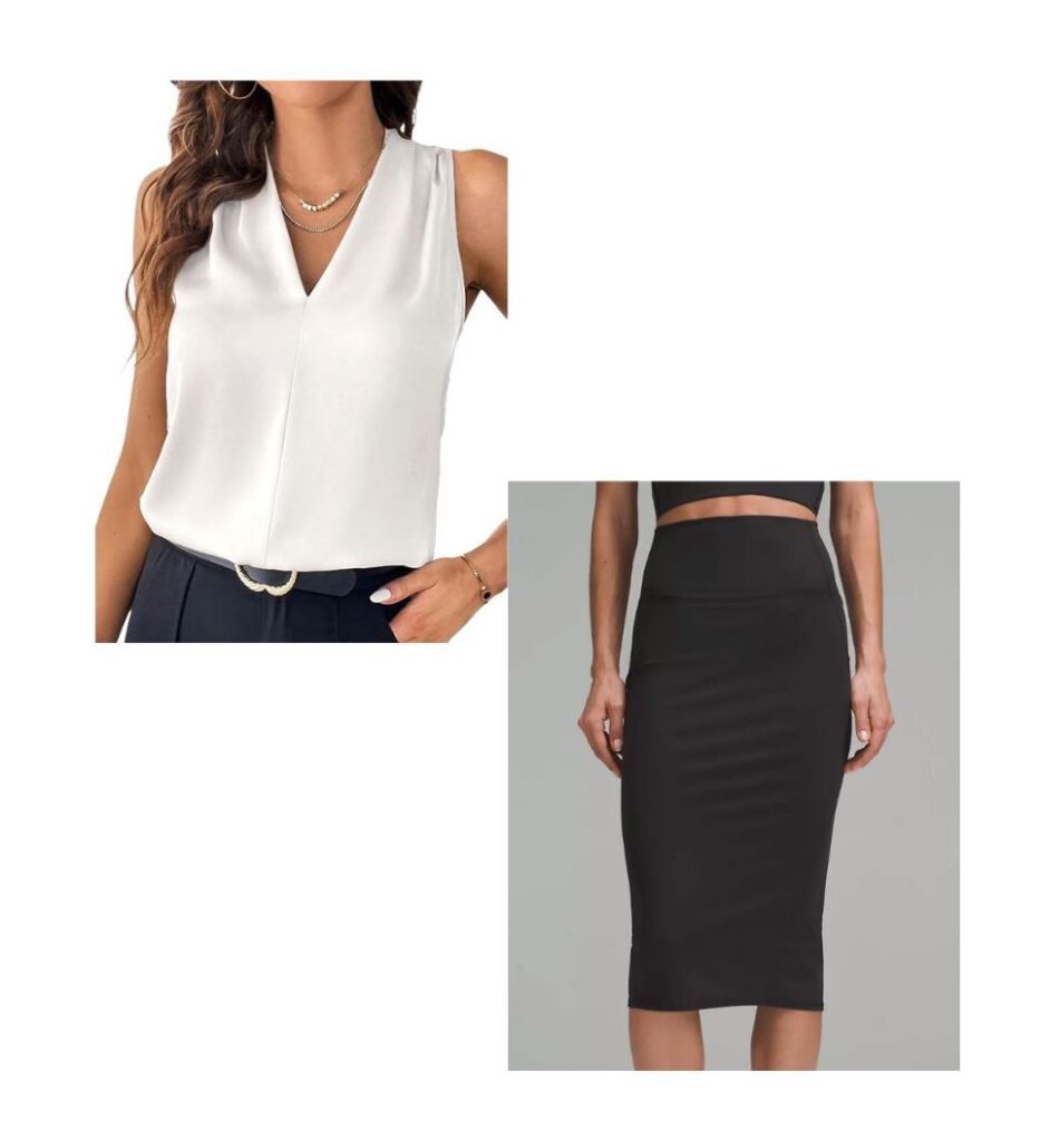 tailored shirt and athletic skirt