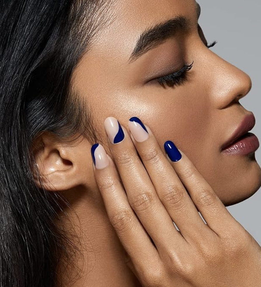 chic nail designs for fall with a navy example