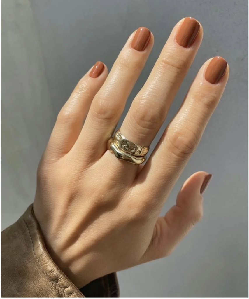 chic nail designs for fall with a chestnut example